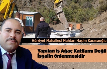 Haşim Karacaoğlu; Ağaç katliamı Değil İşgal önlendi